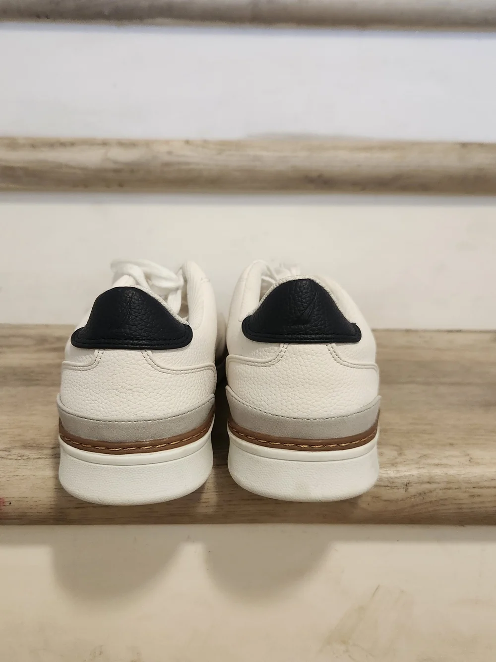 Nautica White Sneakers with Light Gray and Brown Trim
